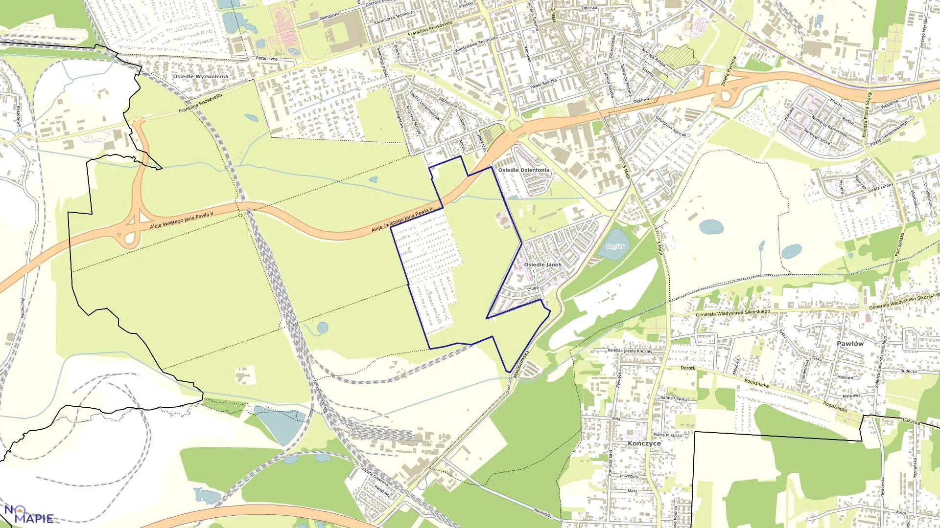 Mapa obrębu 203 w mieście Zabrze