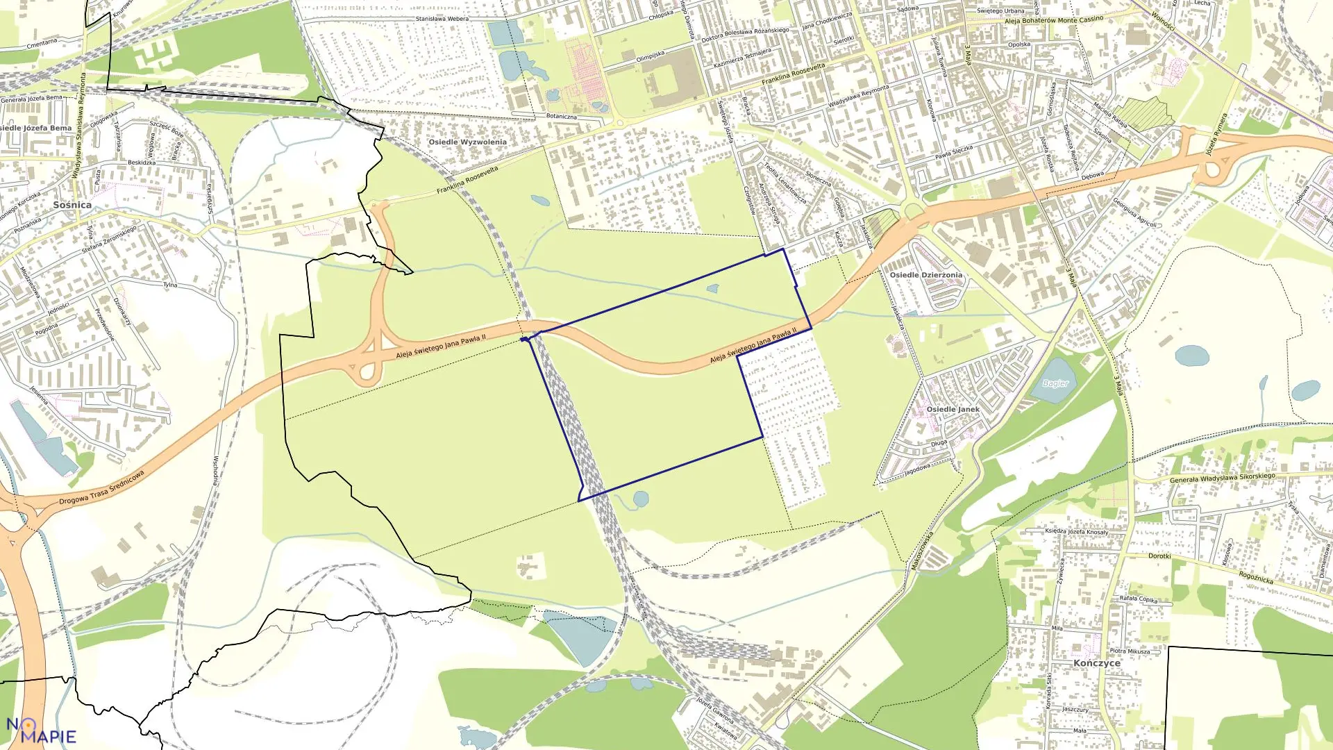 Mapa obrębu 205 w mieście Zabrze