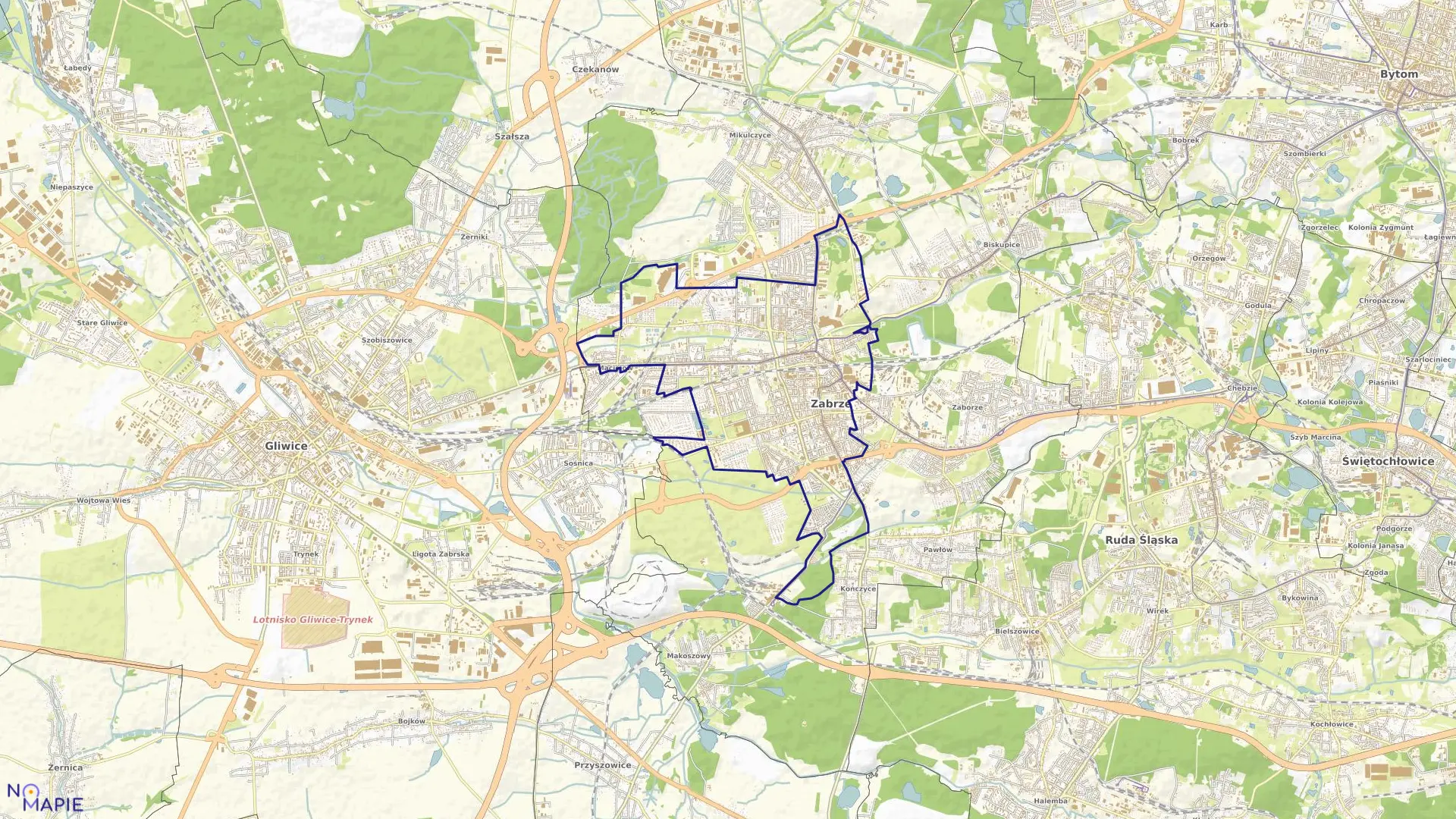 Mapa obrębu Zabrze w mieście Zabrze